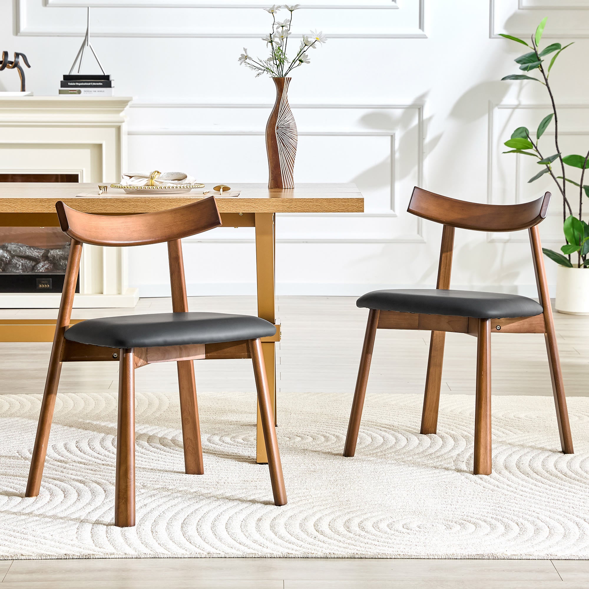 Walnut Soft Cushion Dining Chair – Ergonomic Comfort Edition - Black - image 0