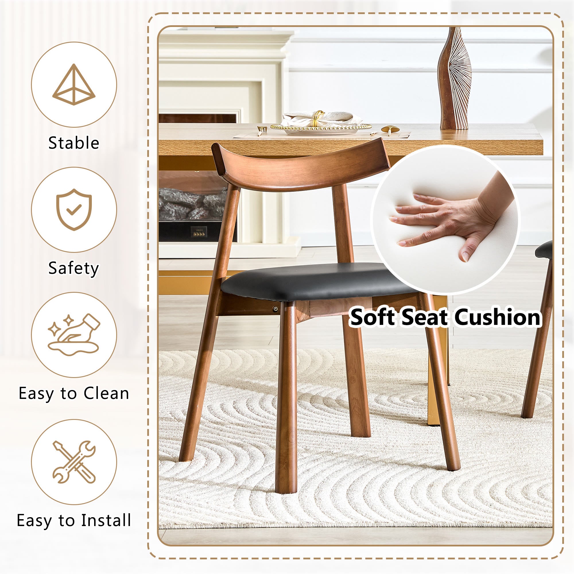 Walnut Soft Cushion Dining Chair – Ergonomic Comfort Edition - image 6