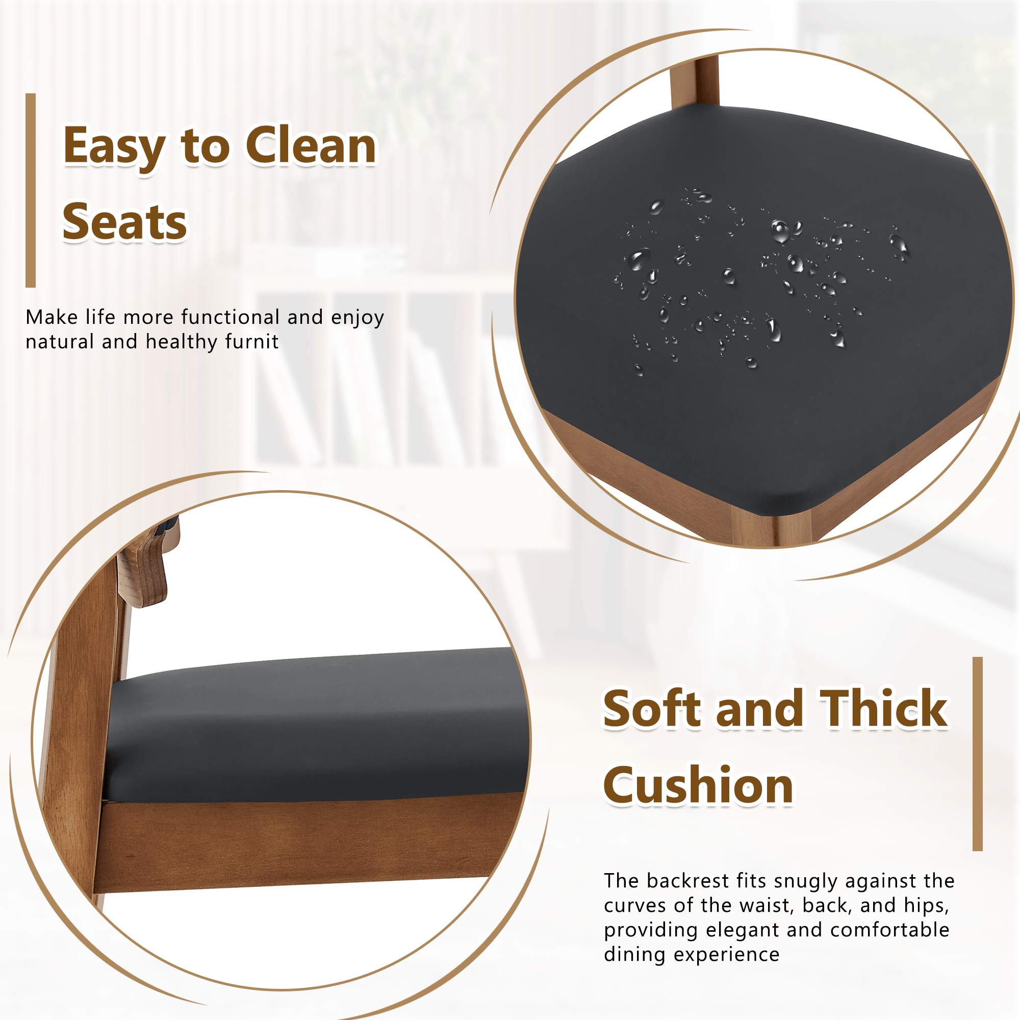 Walnut Soft Cushion Dining Chair – Ergonomic Comfort Edition - image 3