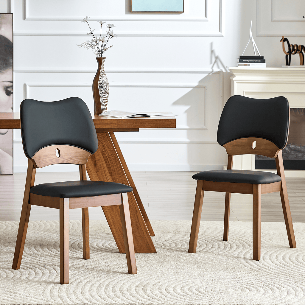 Walnut Soft Cushion Dining Chair – Ergonomic Comfort Edition - Black - image 0