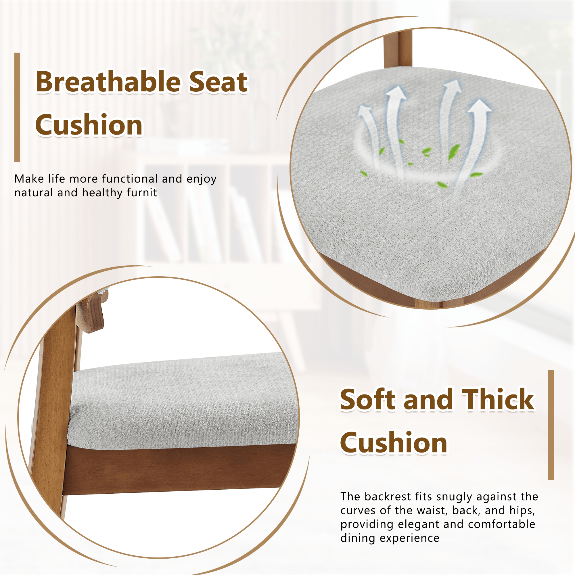 Walnut Soft Cushion Dining Chair – Ergonomic Comfort Edition - image 11
