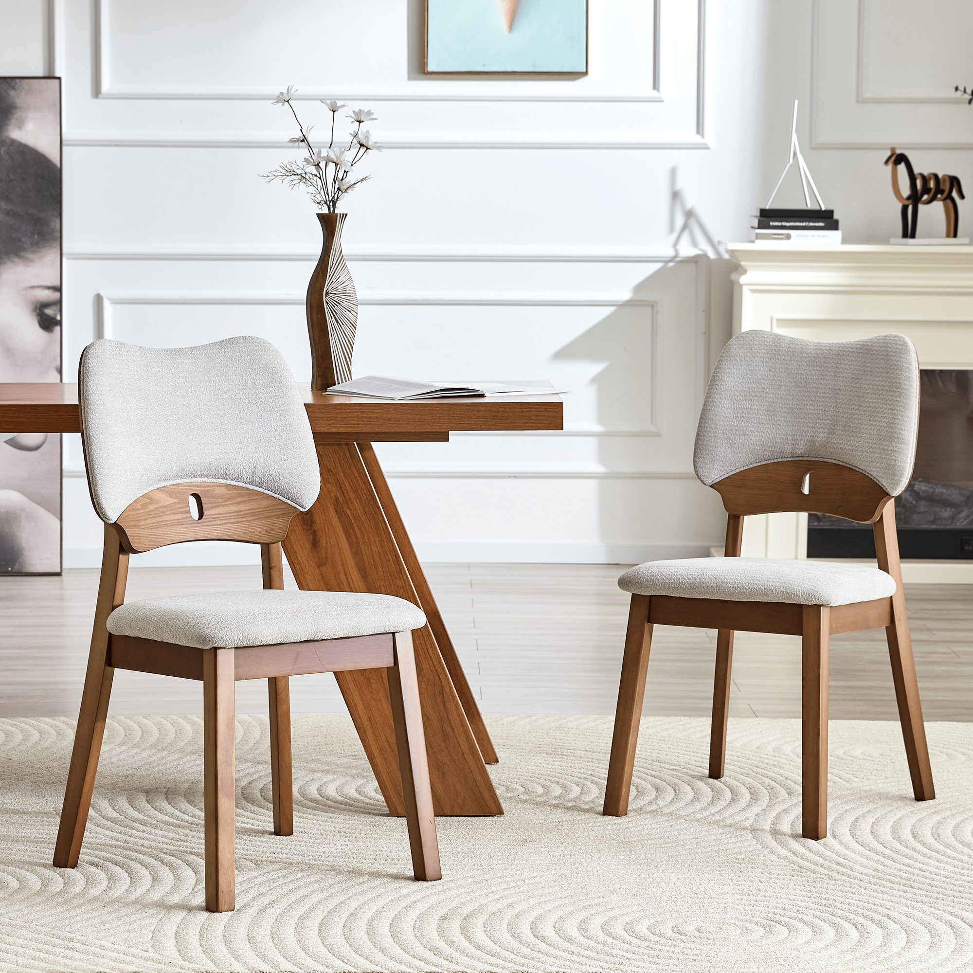 Walnut Soft Cushion Dining Chair – Ergonomic Comfort Edition - Gray - image 8