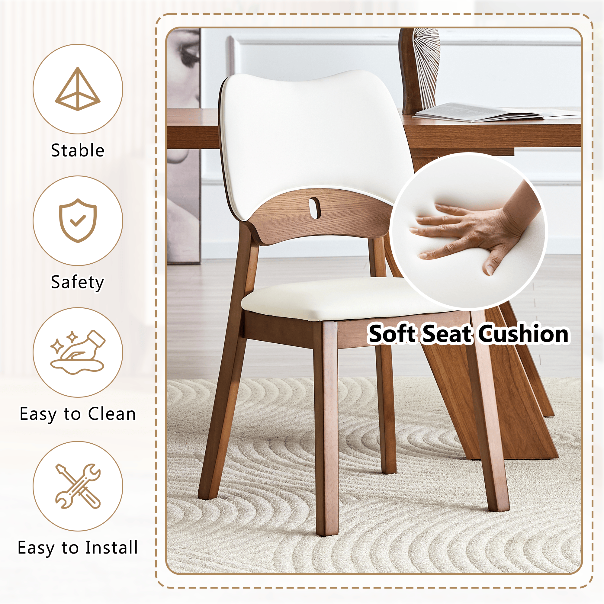 Walnut Soft Cushion Dining Chair – Ergonomic Comfort Edition - image 20