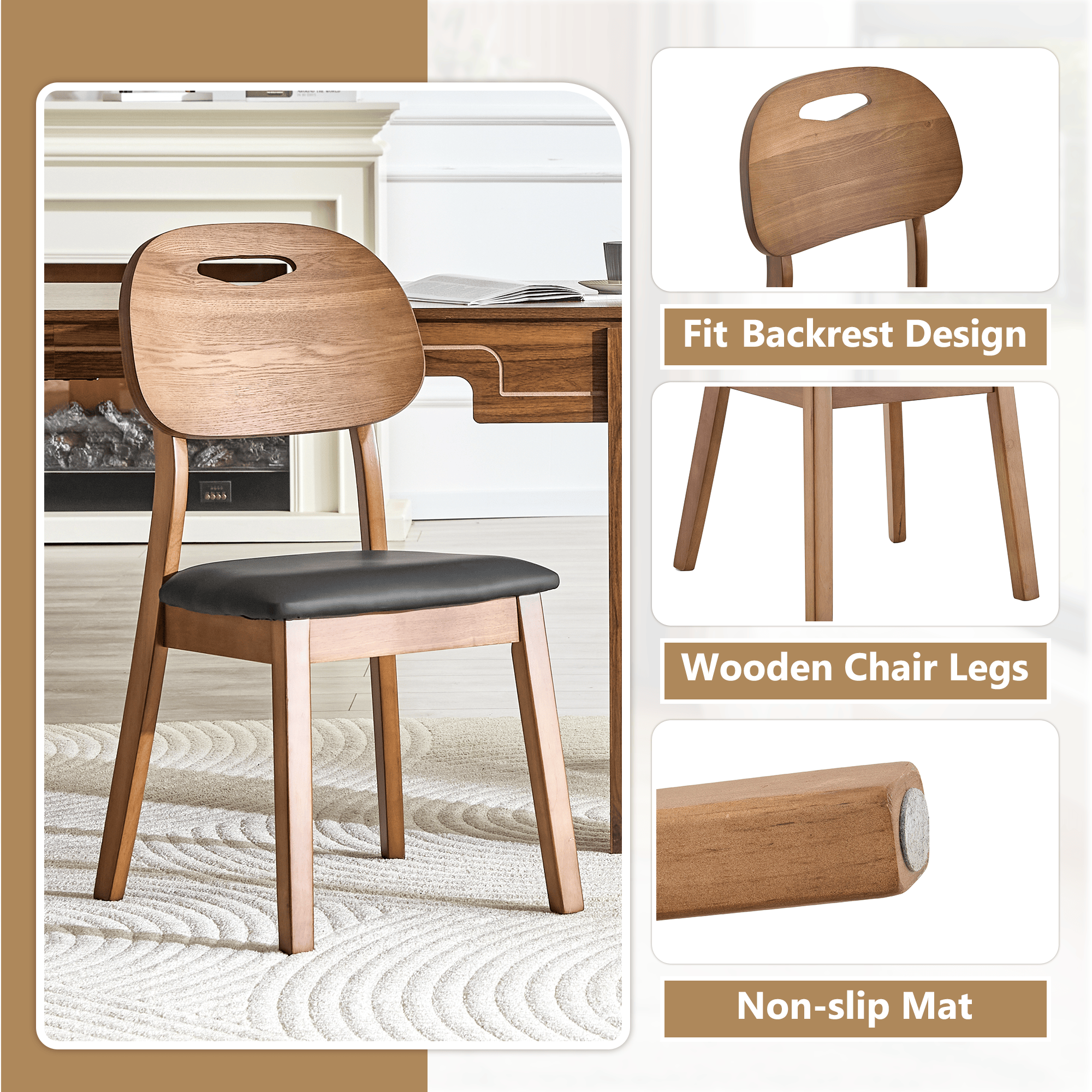 Walnut Cutout Back Dining Chair – Mid-Century Modern Edition - image 5