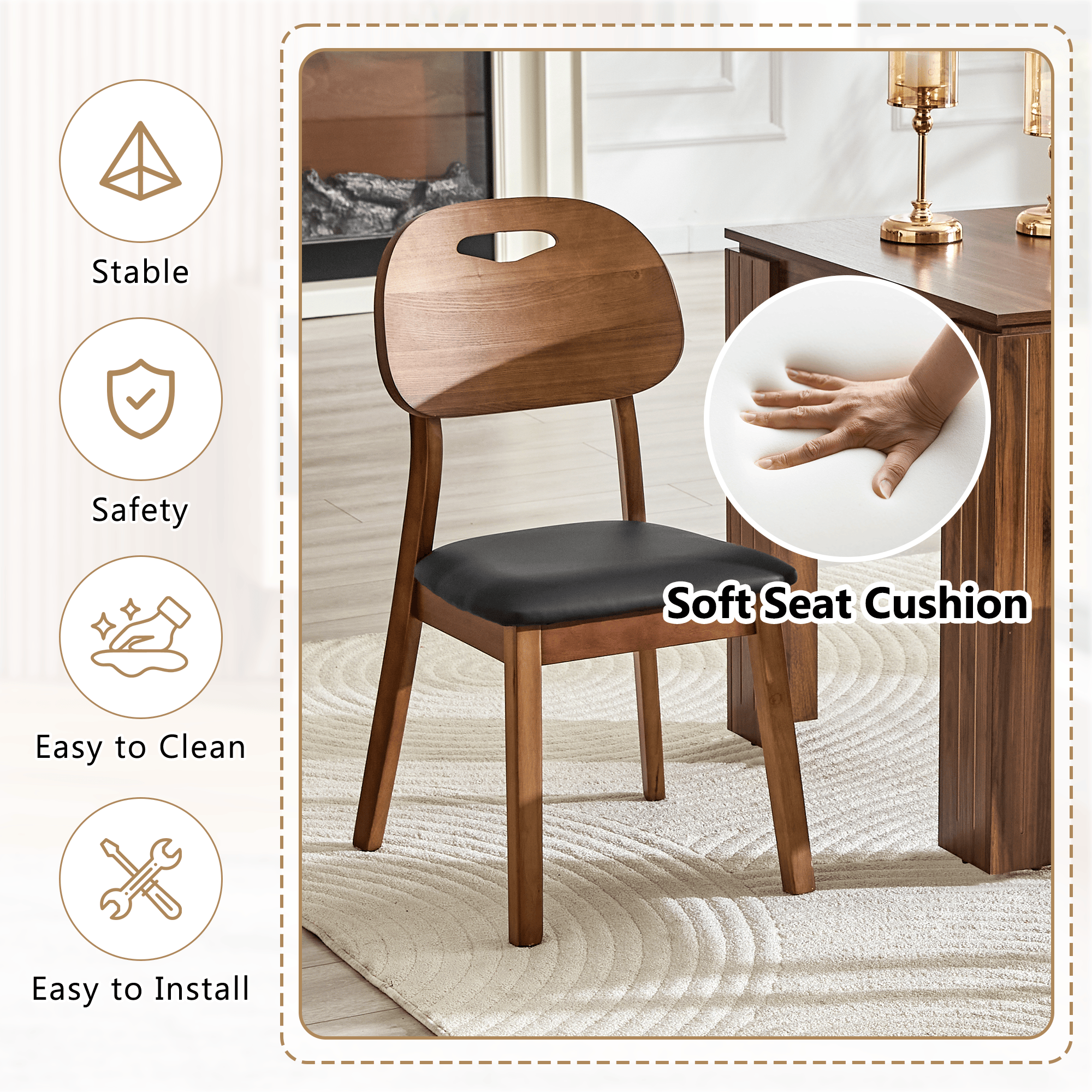 Walnut Cutout Back Dining Chair – Mid-Century Modern Edition - image 6