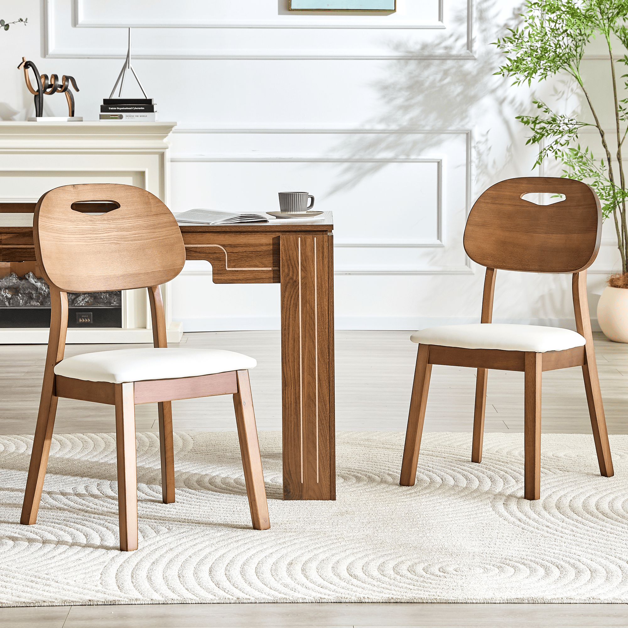 Walnut Cutout Back Dining Chair – Mid-Century Modern Edition - White - image 18