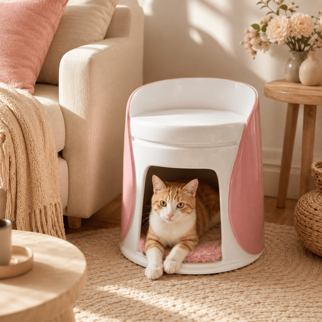 Co-Living Pet Pod Table – Human & Pet Shared Living Design - Pink - image 0