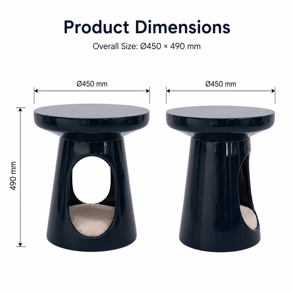 Navy Sculptural Curved Human-pet Co-living Side Table - image 2