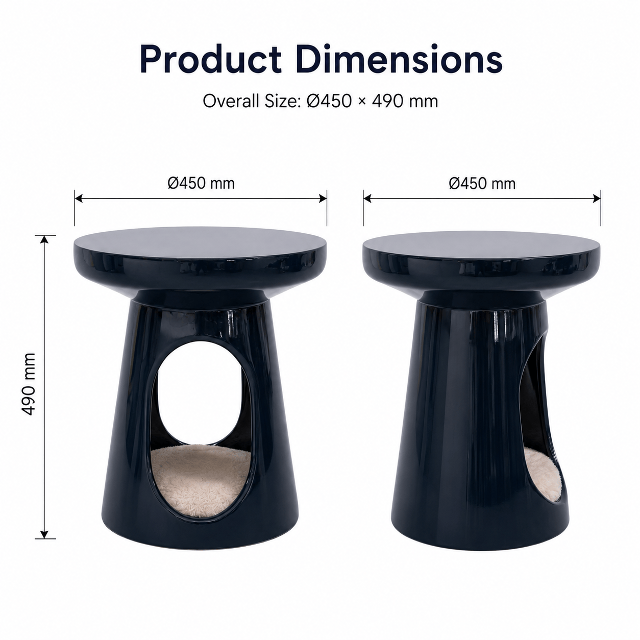 Navy Sculptural Curved Human-pet Co-living Side Table - image 2