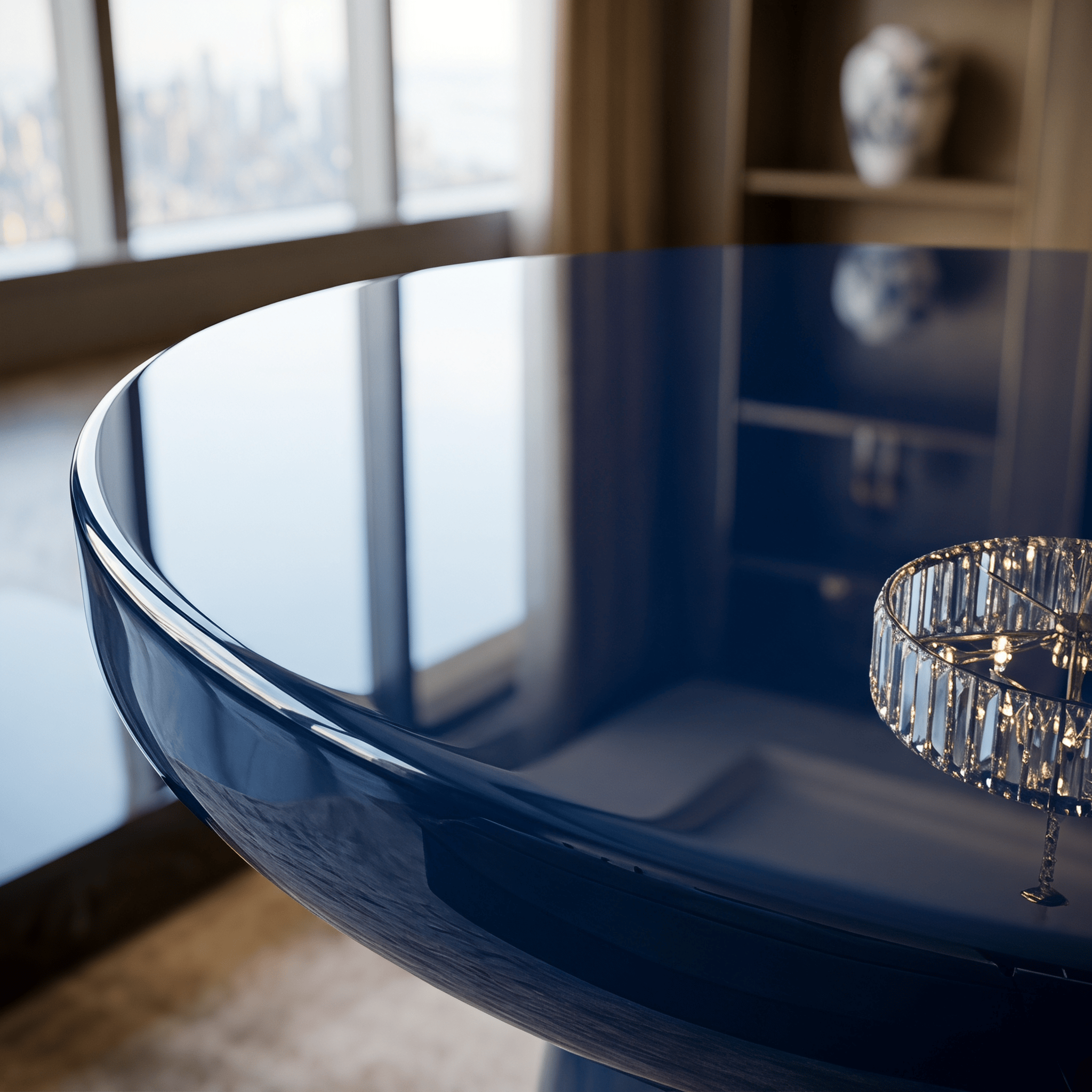 Navy Sculptural Curved Human-pet Co-living Side Table - image 4