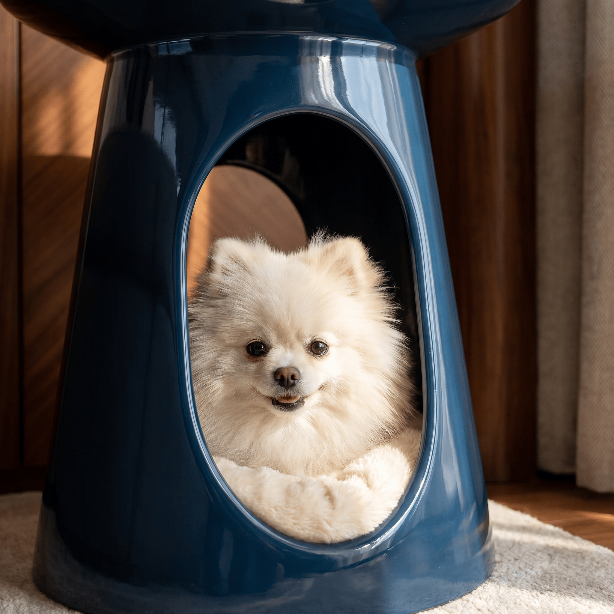 Navy Sculptural Curved Human-pet Co-living Side Table - image 1