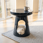 Navy Sculptural Curved Human-pet Co-living Side Table - Navy - image 0