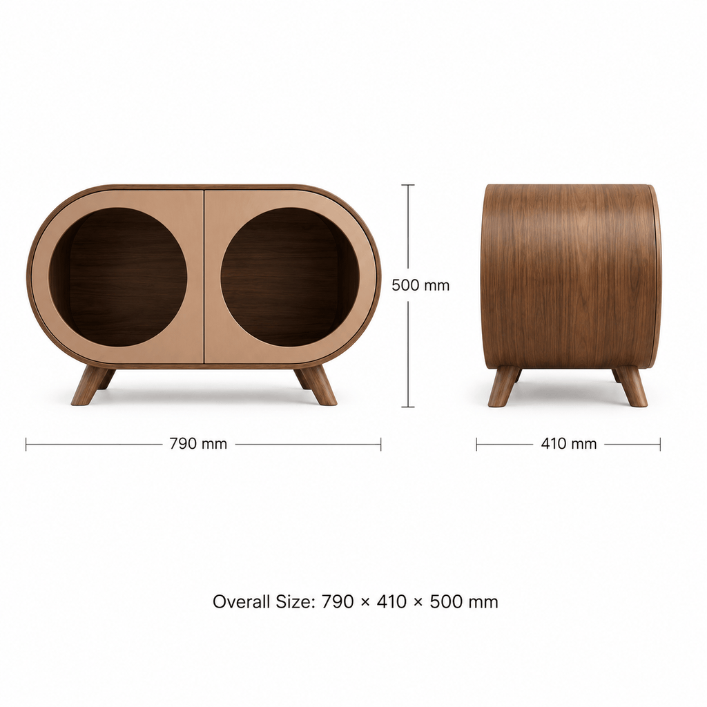 Walnut Dual-chamber Human & Pet Shared Side Table - image 3