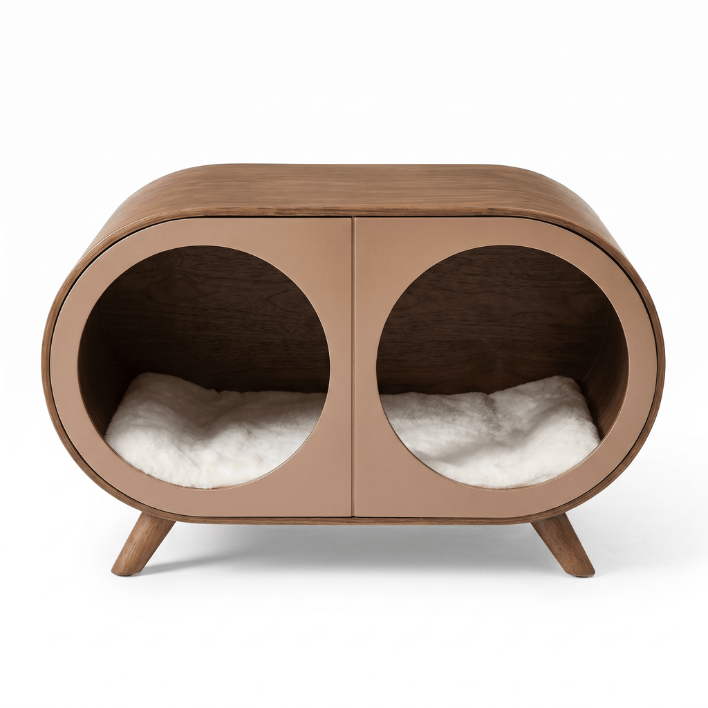 Walnut Dual-chamber Human & Pet Shared Side Table - image 4