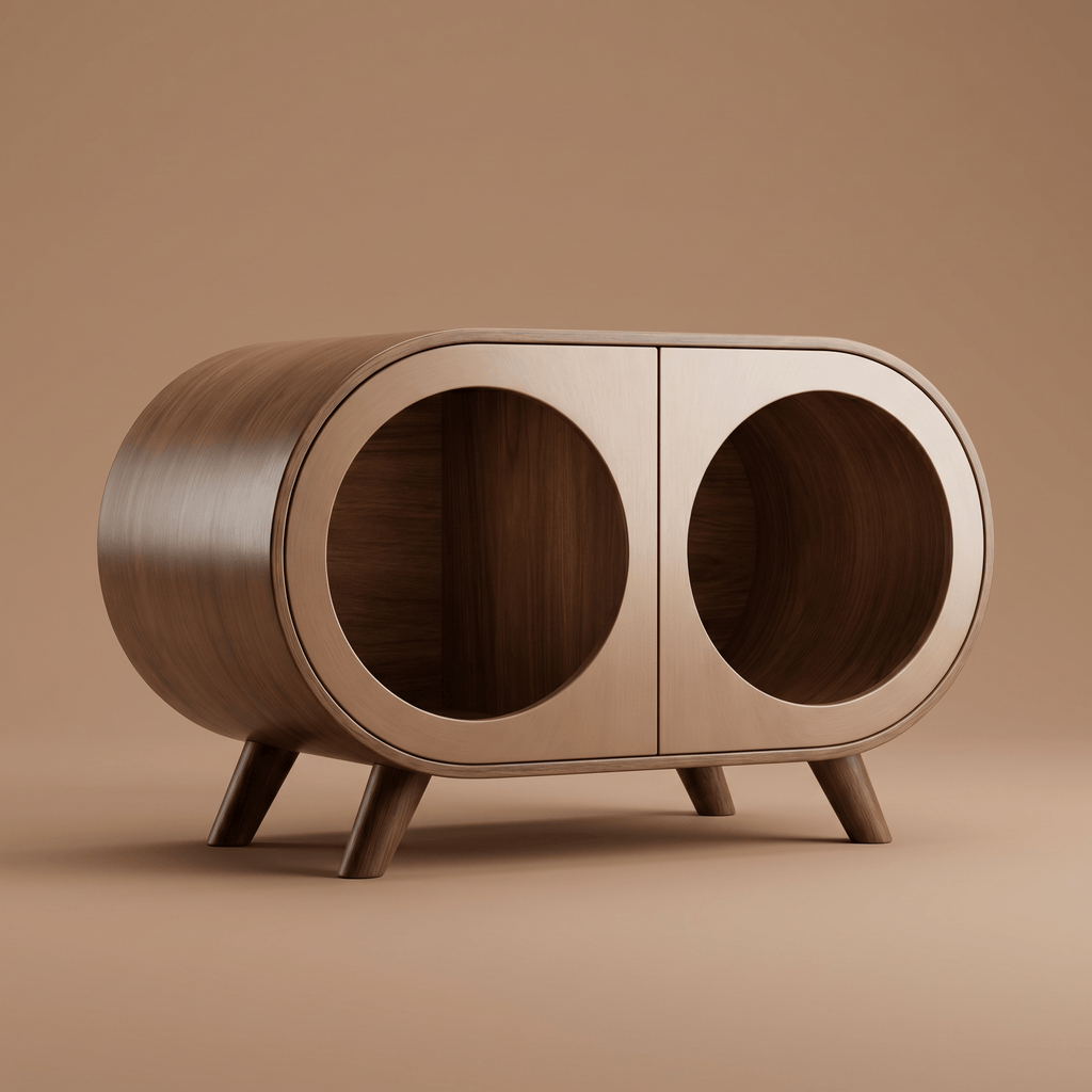 Walnut Dual-chamber Human & Pet Shared Side Table - image 1