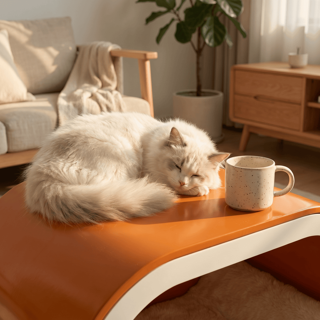 Orange Single-Chamber Human & Pet Shared Side Table - image 6