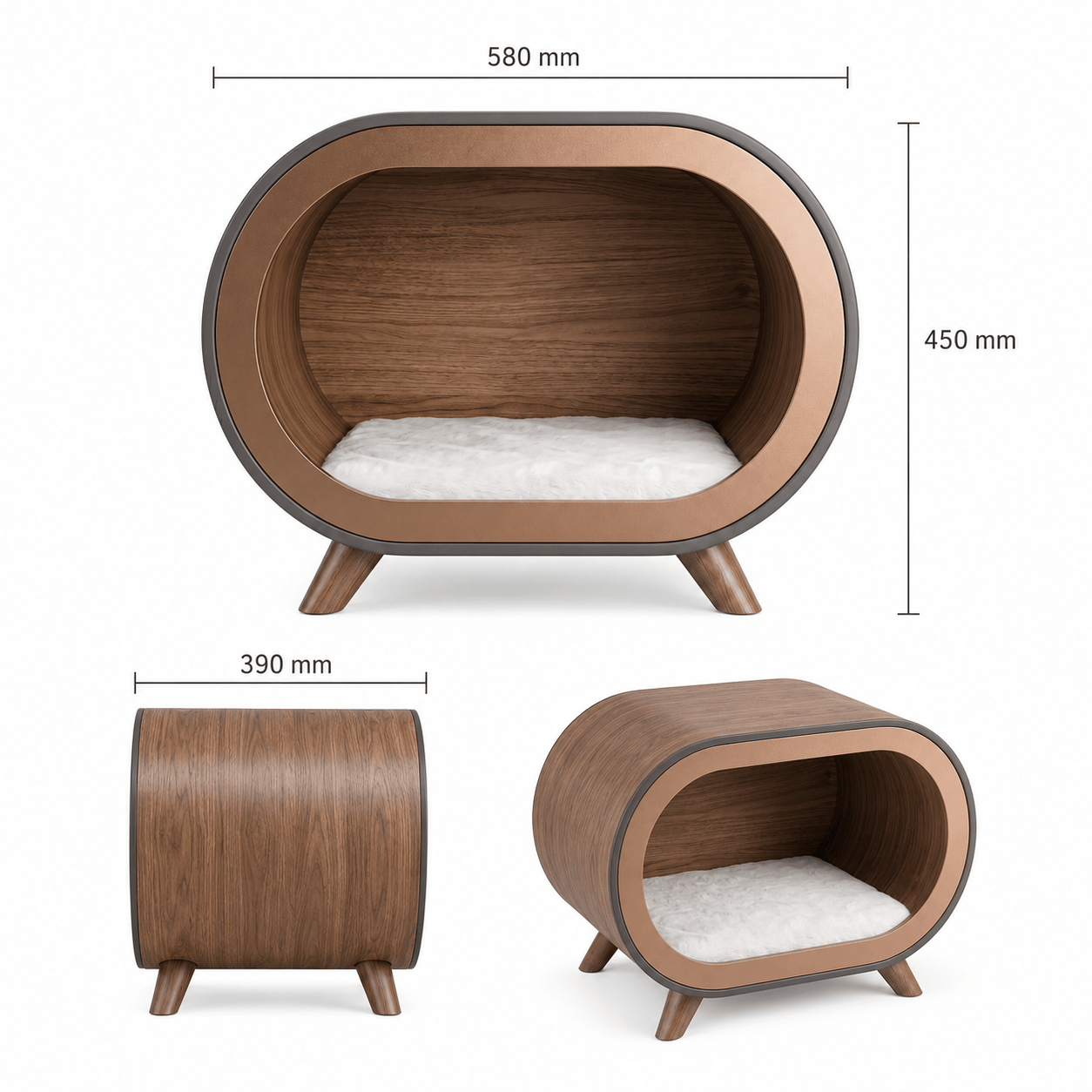 Walnut Finish Single-Chamber Human & Pet Shared Side Table - image 3