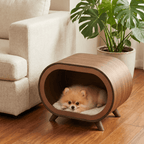 Walnut Finish Single-Chamber Human & Pet Shared Side Table - image 1
