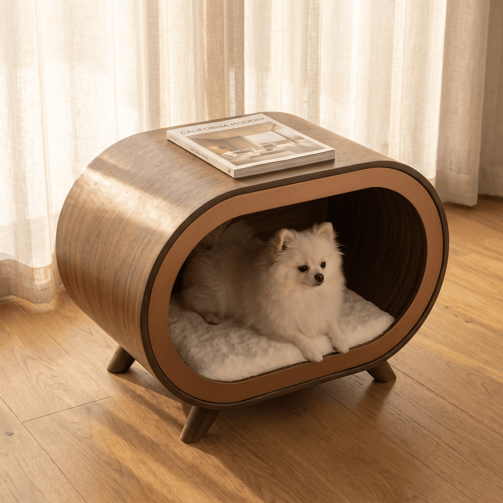 Walnut Finish Single-Chamber Human & Pet Shared Side Table - Walnut - image 0