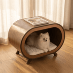 Walnut Finish Single-Chamber Human & Pet Shared Side Table - Walnut - image 0