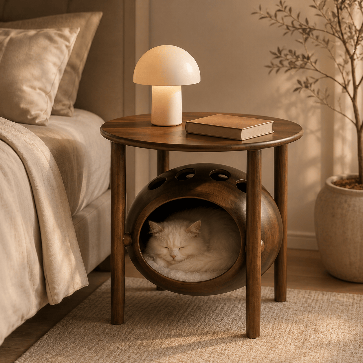 Walnut Finish Orbit Human & Pet Side Table - Walnut - image 0