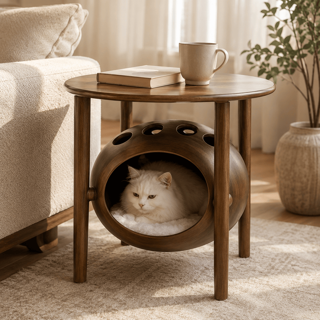 Walnut Finish Orbit Human & Pet Side Table - image 1