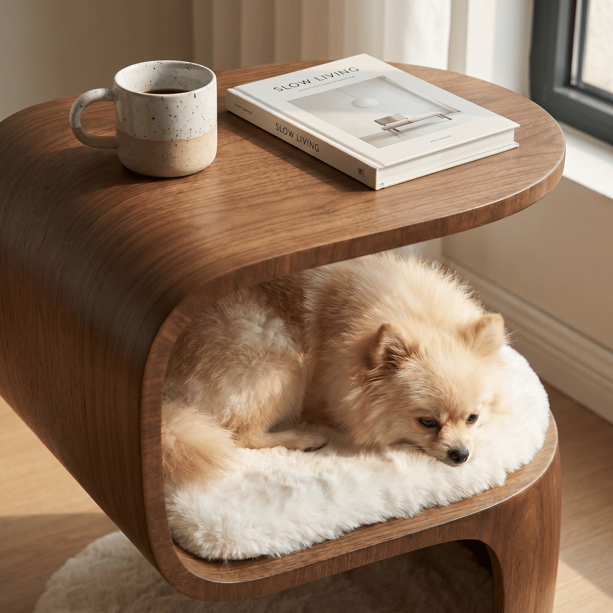 Walnut Finish Flow Pet Side Table - image 1