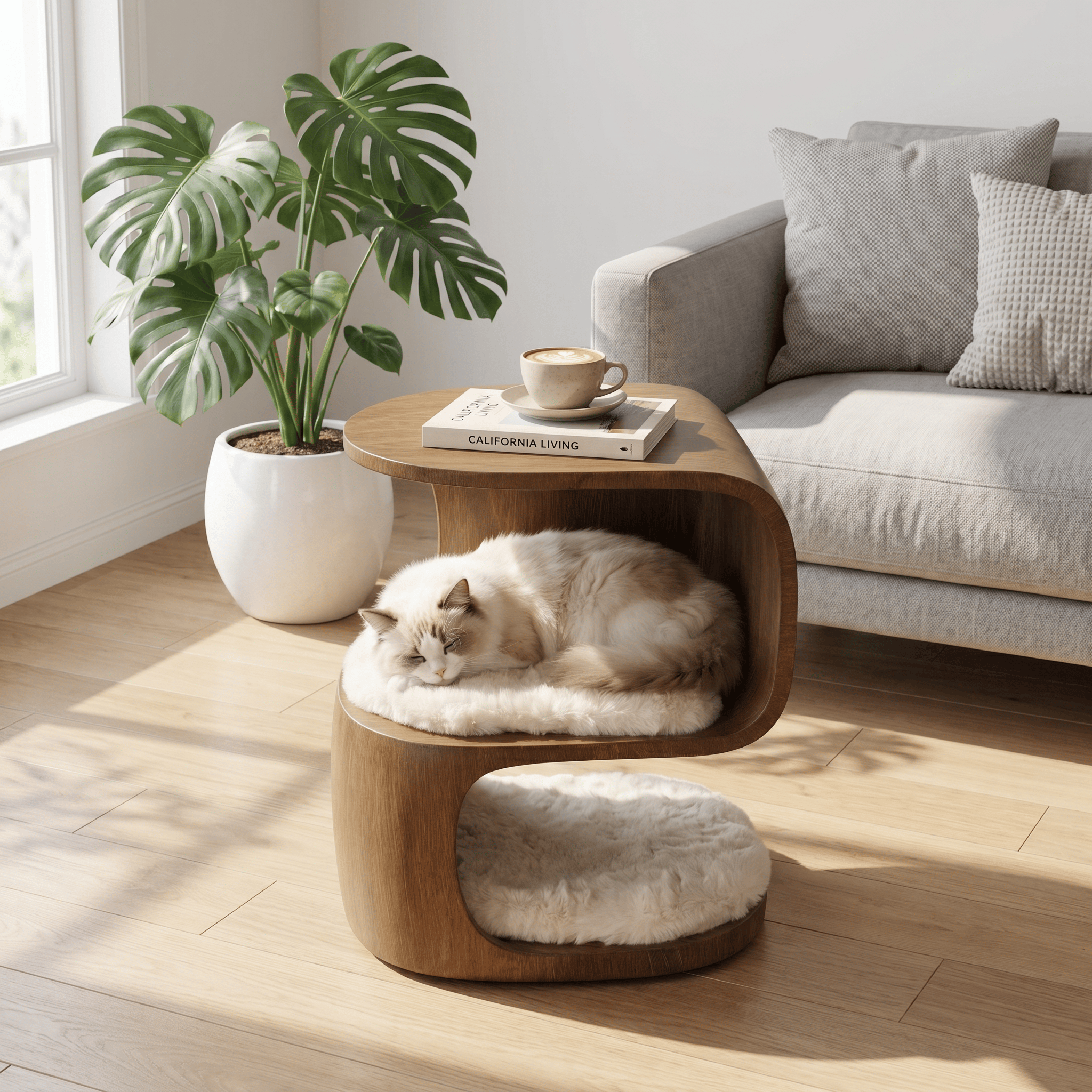 Walnut Finish Flow Pet Side Table - image 3