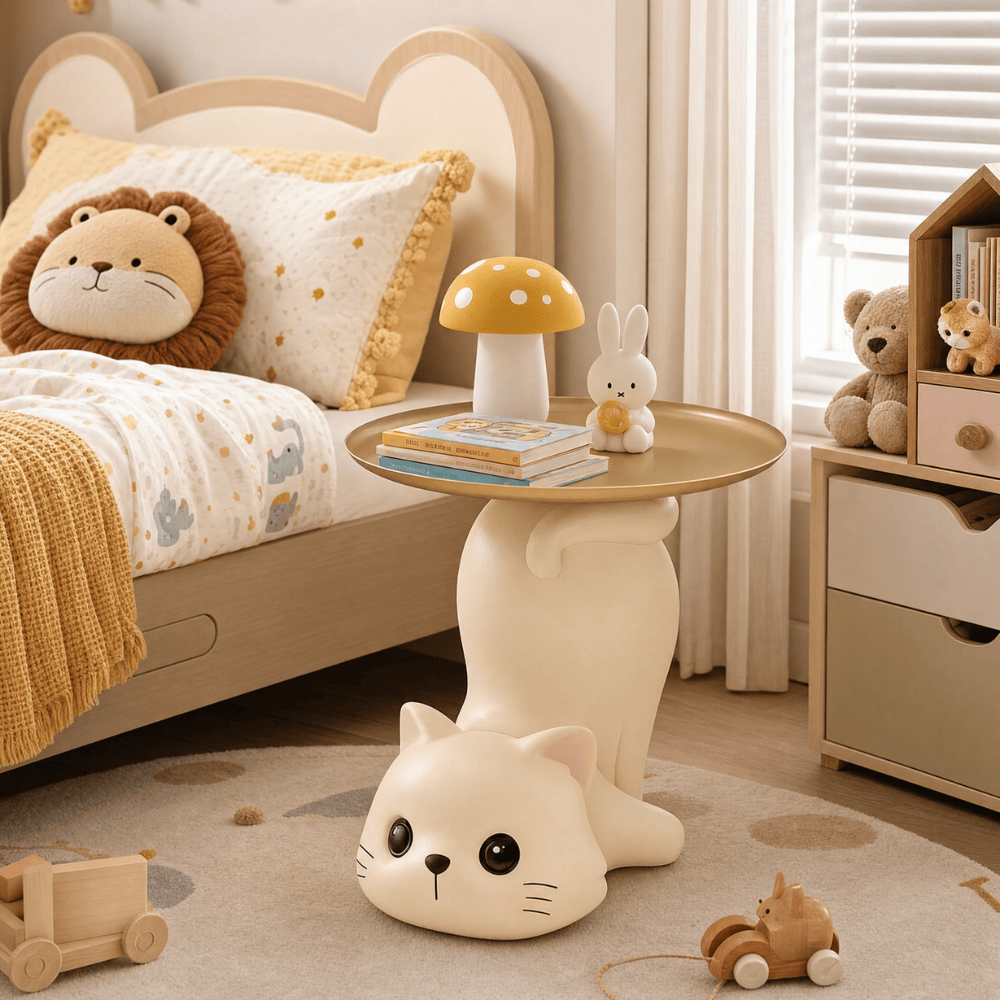 Cute Cat Side Table - Beige - image 0