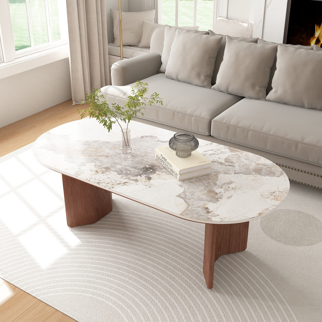 Slate Oval Walnut Coffee Table - Pandora - image 18