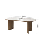 Stone Oval Solid Wood Coffee Table - image 6
