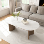 Stone Oval Solid Wood Coffee Table - image 3
