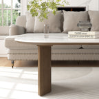 Stone Oval Solid Wood Coffee Table - image 5