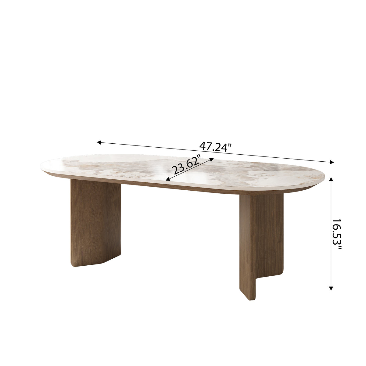 Stone Oval Solid Wood Coffee Table - image 10