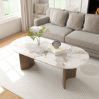 Stone Oval Solid Wood Coffee Table - image 8