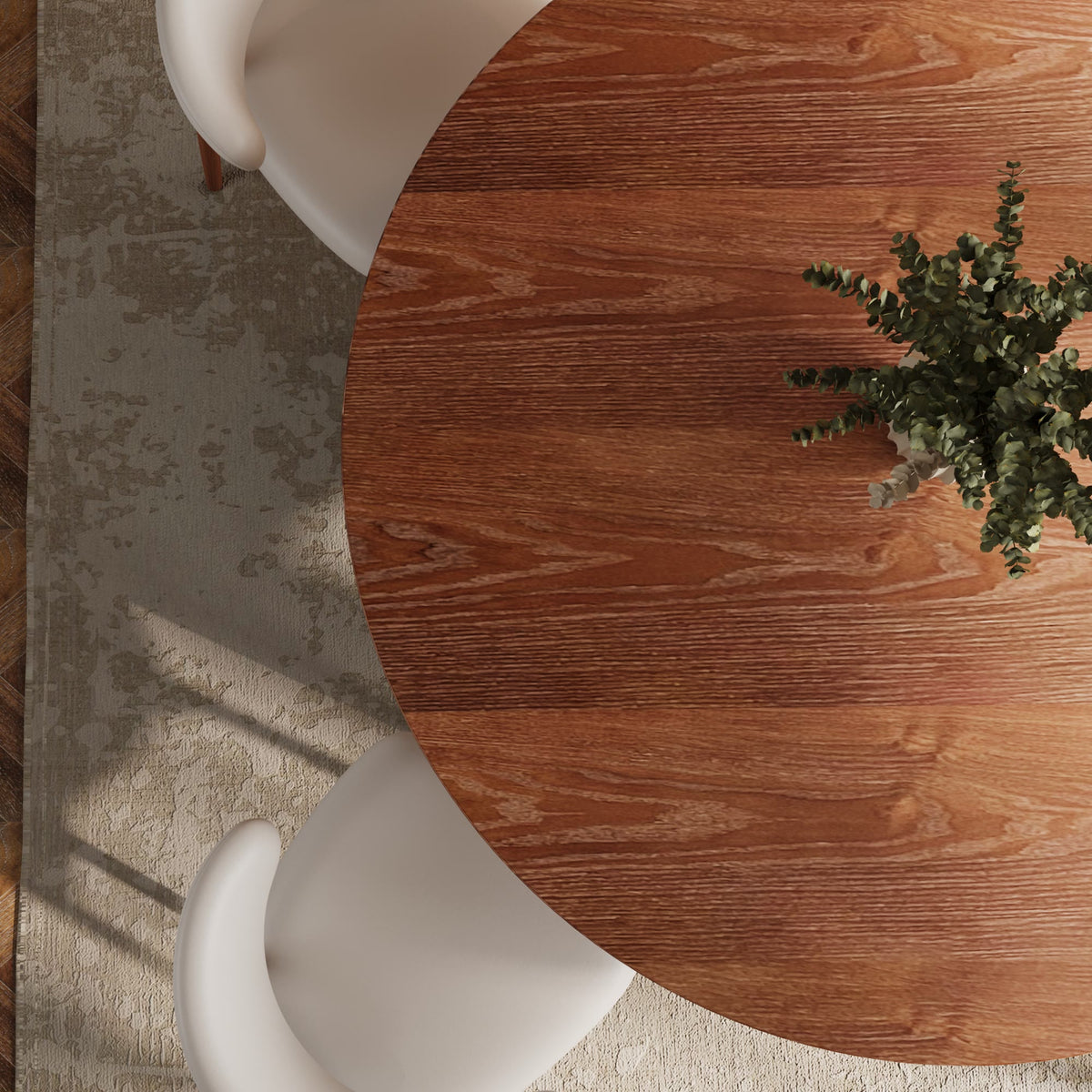 Mid-century Solid Wood Round  Walnut Kitchen Room Dining Table For 6-8 - image 3