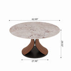 Mid-Century Round Stone Dining Table Solid Wood Splayed Leg Base For 4-10 - image 7