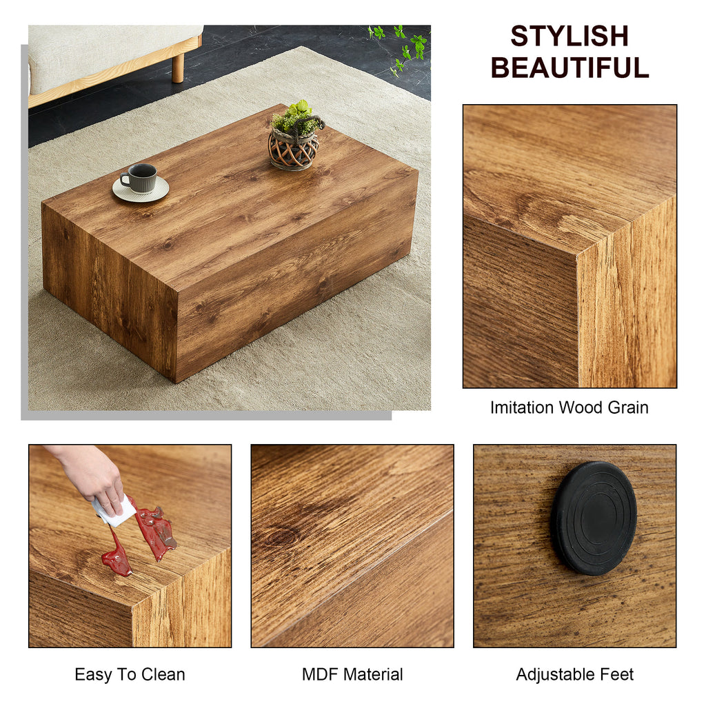 Natural Wood-grain Square Side Table, Coffee Table, Wabi-sabi Nightstand - image 5