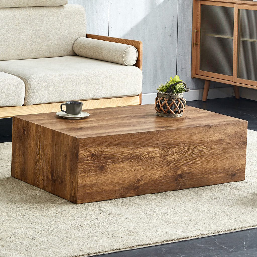 Natural Wood-grain Square Side Table, Coffee Table, Wabi-sabi Nightstand - image 0