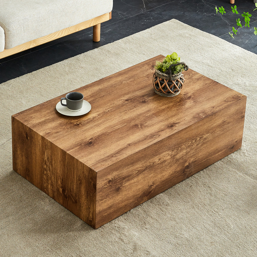 Natural Wood-grain Square Side Table, Coffee Table, Wabi-sabi Nightstand - image 1