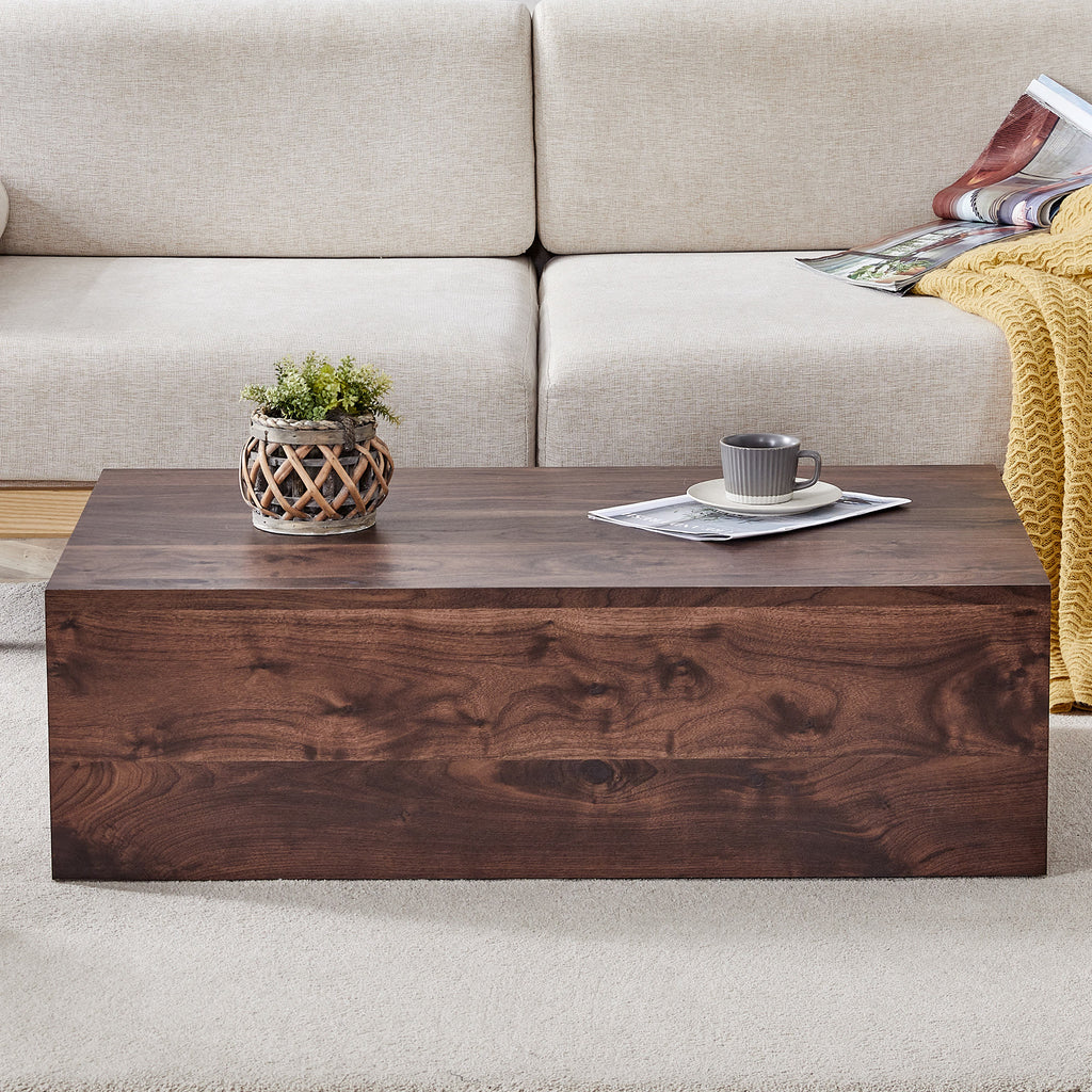 Walnut Wood-grain Square Side Table, Coffee Table, Wabi-sabi Nightstand - image 2