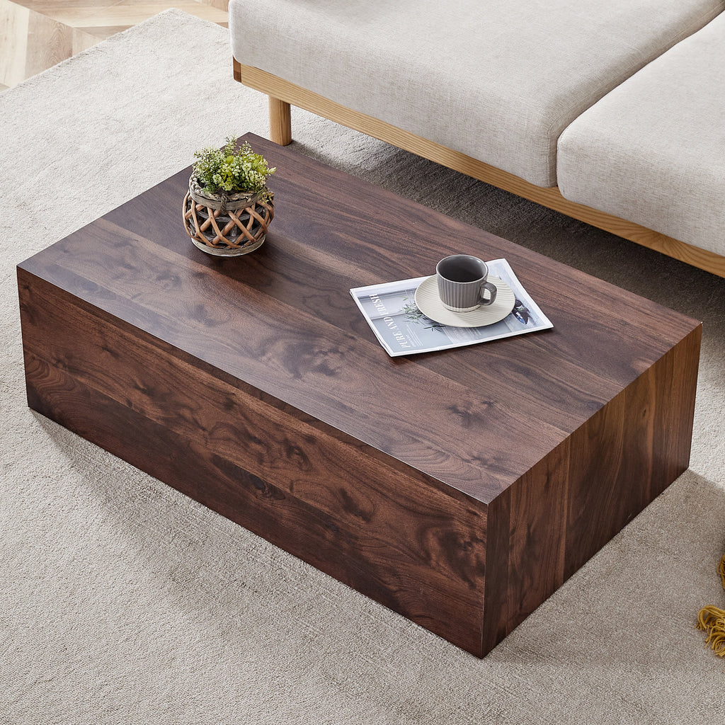 Walnut Wood-grain Square Side Table, Coffee Table, Wabi-sabi Nightstand - image 1