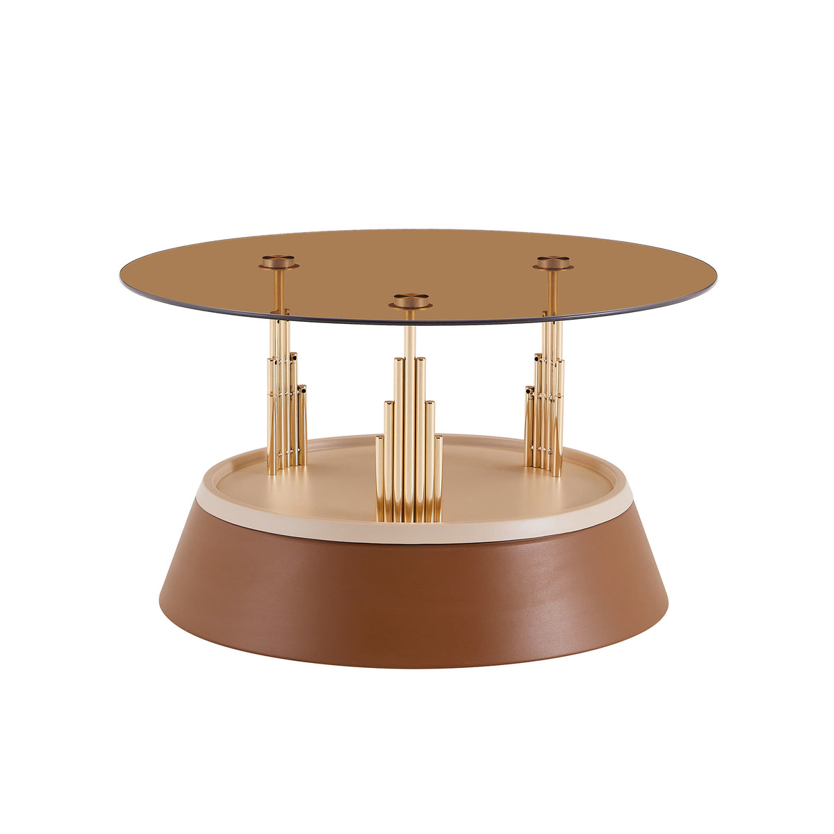 Brown & Gold Round Nesting Coffee Tables - image 11