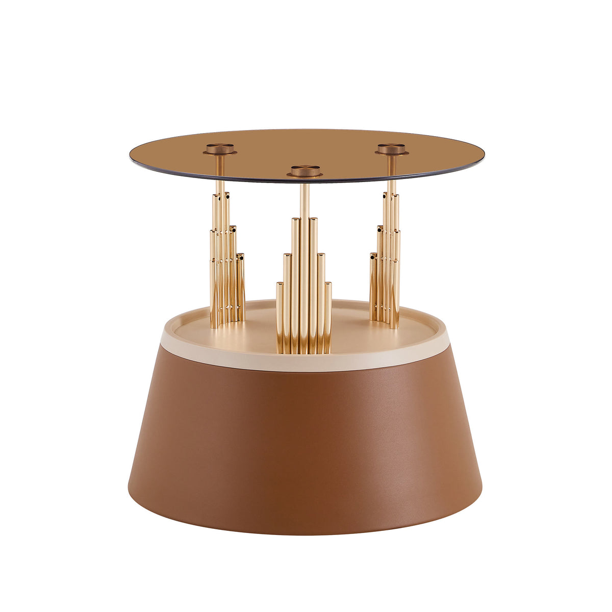 Brown & Gold Round Nesting Coffee Tables - image 12
