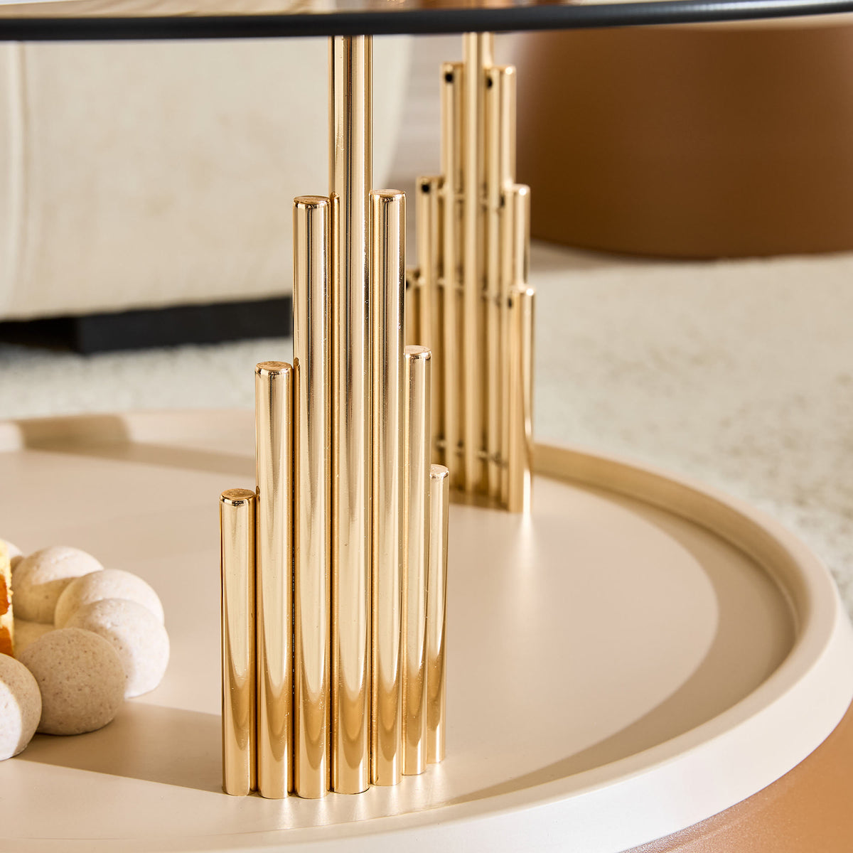 Brown & Gold Round Nesting Coffee Tables - image 13