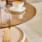 Brown & Gold Round Nesting Coffee Tables - image 16