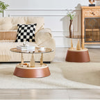 Brown & Gold Round Nesting Coffee Tables - image 8