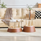 Brown & Gold Round Nesting Coffee Tables - image 7