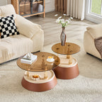 Brown & Gold Round Nesting Coffee Tables - image 0