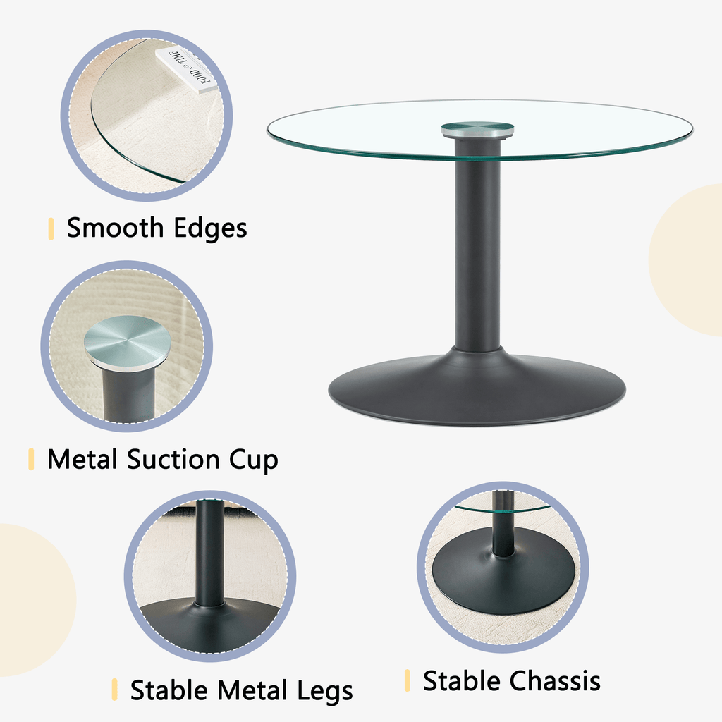 Round Glass Coffee Table With Black Pedestal Base - image 6